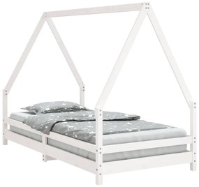 834493 vidaXL Cadru de pat pentru copii, alb, 90x190 cm, lemn masiv de pin