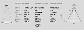 Lustra LED circulara diametru 80cm CRISEIDE, alb, negru sau auriu
