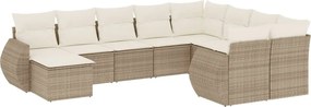vidaXL Set canapele de grădină cu perne, 10 piese, bej, poliratan