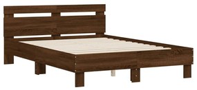3207447 vidaXL Cadru de pat cu tăblie, stejar maro, 135x190 cm, lemn prelucrat