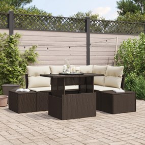 vidaXL Set de mobilier de grădină 5 piese cu perne, rattan poly maro