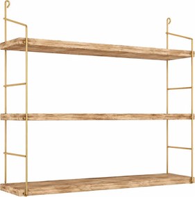 Raft bucatarie 498HFT1104, auriu/stejar, lemn/metal, 60x16x62 cm