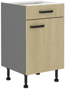 Dulap inferior de bucătărie Scarmi 50 D 1F 1S BB (Antracit + Herringbone scandi). 1049752