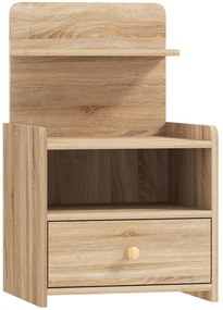 HOMCOM Masa Laterală, Masă de Noapte cu depozitare, Placaj, antiderapantă, modernă, Lemn natural | Aosom Romania