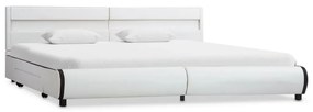 284971 vidaXL Cadru de pat cu LED, alb, 180 x 200 cm, piele ecologică