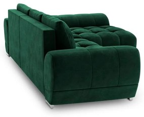 Colțar extensibil cu tapițerie de catifea și șezlong pe partea dreaptă Windsor &amp; Co Sofas Nuage, verde smarald