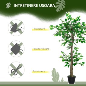 Outsunny Plantă Artificială Arbore de Ceai cu 546 de Frunze Realistice și Ghiveci de Ciment 120 cm Verde | Aosom Romania