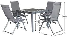 Set de grădină 1+4, gri închis, NIKY