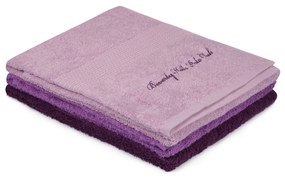 Set 3 prosoape de baie 404, violet, bumbac 100%, 50x90 cm