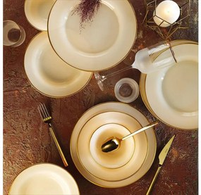 Set de veselă din porțelan, 18 piese, bej/auriu