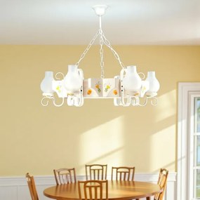 Brilagi - Candelabru suspendat cu lanț QUEEN 6xE14/40W/230V fag/crem