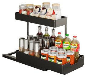 Raft bucatarie Livit Fort, etajat, metal, negru, 24 x 40 x 33.5 cm