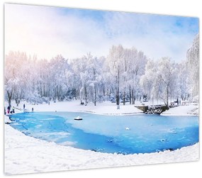 Tablou pe sticlă - Lac de gheață (70x50 cm)