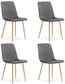 Set 4 Scaune Bucatarie/Dining Clay Catifea Gri Inchis Picioare Metalice Finisaj Lemn