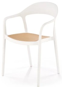 Scaun plastic K530 alb/natur
