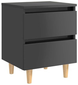 805867 vidaXL Noptieră & picioare lemn masiv pin gri extralucios 40x35x50 cm