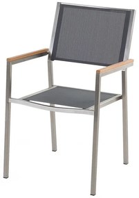 Set de masă pentru grădină Grosso (negru) (6 scaune gri). 1011731