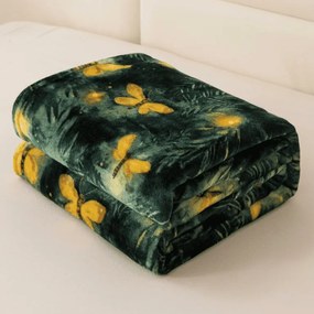 Patura microplus YELLOW BUTTERFLY, verde inchis Dimensiune: 160 x 200 cm