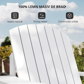 Outsunny Scaun de Gradina Adirondack din Lemn Alb 97x72.5x93cm