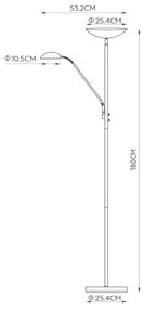 Lampadar LED dimabil Lucide 19791/24/02 ZENITH LED/20W + LED/4W/230V