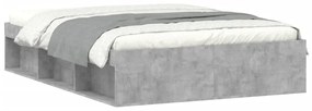 3203911 vidaXL Cadru de pat dublu, gri beton, 135x190 cm