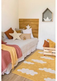 Covor pentru copii galben muștar lavabil/țesut manual din bumbac 120x160 cm Clouds Mustard – Lorena Canals