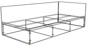 Pat de colt stanga Mobiref, 200 X 90 X 65 cm, PAL Negru 18 mm