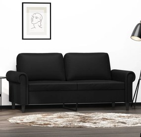 349125 vidaXL Canapea cu 2 locuri, negru, 140 cm, piele ecologică