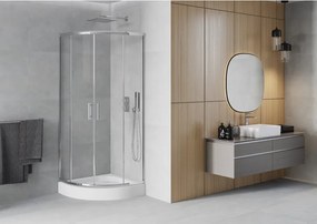 Mexen Rio cabina de duș semicirculară 70 x 70 cm, transparentă, cromată + cadă de duș, albă - 863-070-070-01-00-4710