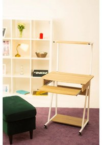 Birou pentru copii Novokids™ Shelf Computer desk, Cadru metalic, Cu raft depozitare si tavita retractabila pentru tastatura, Dimensiuni 60x50x117 cm,