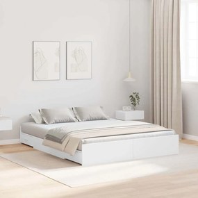 vidaXL Cadru de pat cu depozitare cu sertar cu headboard cu depozitare Alb 160 x 200 cm