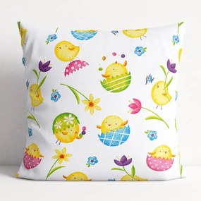 Goldea fețe de pernă din bumbac - model 599 de paște cu puișori 45 x 45 cm