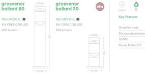 Stalp iluminat exterior IP54 LED Grosvenor I bollard 80
