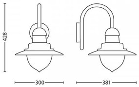 Philips 01652/06/PN - Aplică perete exterior RAINDROP 1xE27/53W/230V IP44