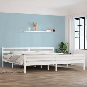 814840 vidaXL Cadru de pat, alb, 200x200 cm, lemn masiv de pin