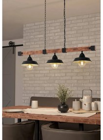 Lustră neagră/în culoare naturală cu abajur din metal OLDBURY – EGLO