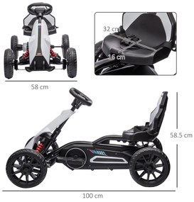 HOMCOM Kart electric pentru copii 12V - Viteză reglabilă 3-5km/h pentru copii de 3-8 ani - scaun reglabil - alb | Aosom Romania