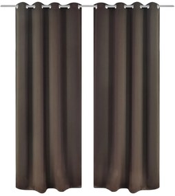 Draperii opace cu inele metalice, 2 buc., maro, 135 x 245 cm