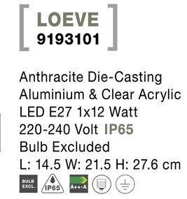 Aplica pentru iluminat exterior IP65 LOEVE NVL-9193101