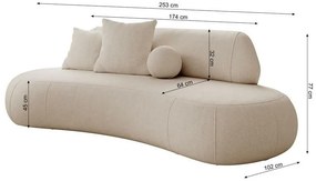 Canapea trei locuri Bally  (gri deschis + negru). 1100114
