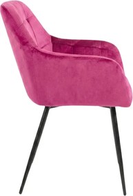 Scaun de masa roz inchis LOREN VELVET cu picioare negre