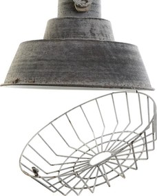 Lustră suspendată din metal și lemn, gri, finisaj patinat, 45 x 39 cm, „Barbizon”