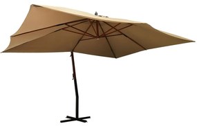 Umbrela suspendata cu stalp din lemn, gri taupe, 400x300 cm Gri taupe