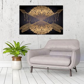 Tablou - Mandala aurie cu săgeți (90x60 cm)