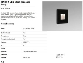 Spot LED de exterior IP65 iluminat ambiental DART-1 Black