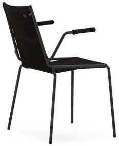 Scaune de dining negre cu cotiere/stivuibile 2 buc. din metal Emily – Marckeric