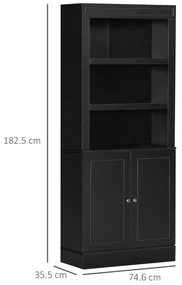 HOMCOM Bufet Bucătărie Lemn cu Spațiu Depozitare, Etajere Ajustabile, Dulap 2 Uși, Design Modern, Negru | Aosom Romania