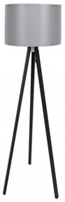 Lampa de Podea cu 3 Picioare din Lemn, Soclu E27, Max. 60W, Culoare Negru / Gri
