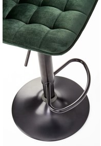 Scaun de bar cu picior negru MALIBU VELVET, verde