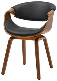 Scaun retro imitatie piele neagra, lemn furniruit ORGANIC